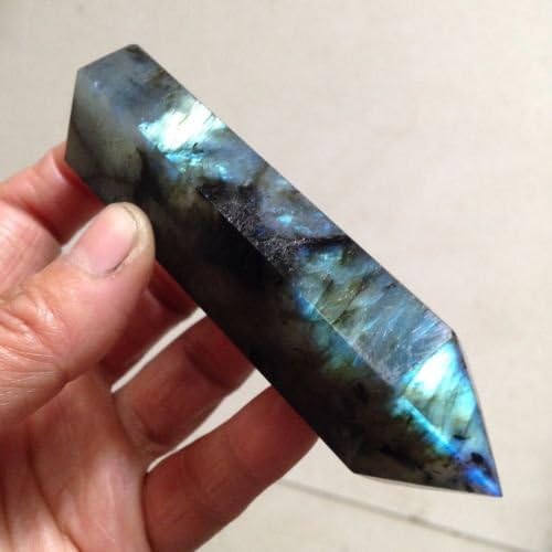 40g Natural beautiful labradorite QUARTZ CRYSTAL WAND POINT HEALING
