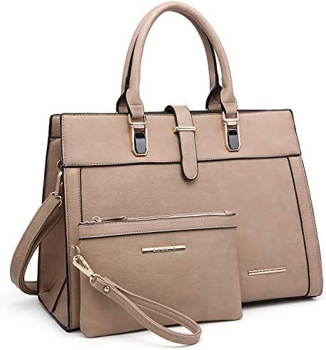 Women Satchel Ladies Top Handle Shoulder Bag Work Purse 2 Pieces Set Handbag Faux Leather
