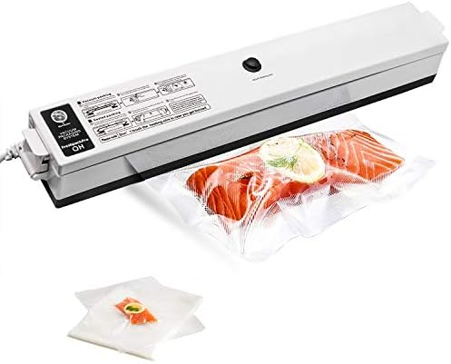 Wuayur Vacuum Sealer,Food Vacuum Packing Machine with Vacuum Hose Automatic Vacuum Sealing System With 15 Pcs Vacuum Sealer Bags[White]