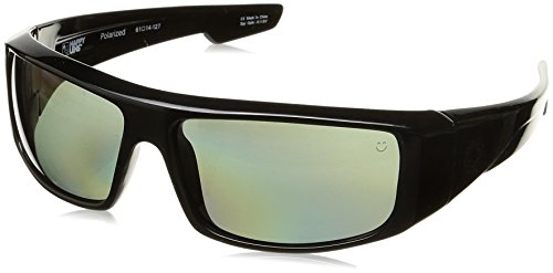 Spy Optic Logan 670939038864 Polarized Wrap Sunglasses, 60 mm (Black/Happy Gray/Green Polar)