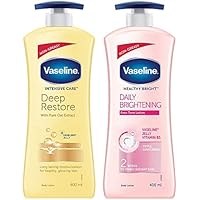 Vaseline Intensive Care Deep Restore Body Lotion, 400 ml And Vaseline Healthy Bright Daily Brightening Body Lotion, 400 ml