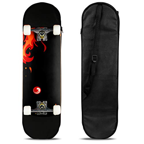 CCTRO Skateboards 31" Pro Skateboard Complete, 8 Layer Maple Skateboard Deck for Extreme Sports and Outdoors, Tricks Skate Board for Beginners and Pro(31" Red Frame)