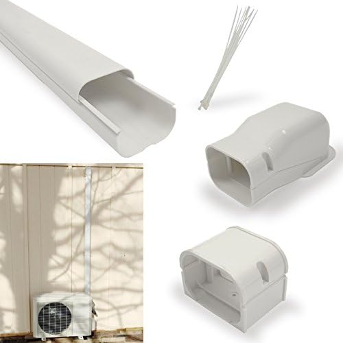 Qualward 3" W 7.5'Ft Mini Split PVC Line Set Cover Kit for Central Air Conditioner &amp; Heat Pump