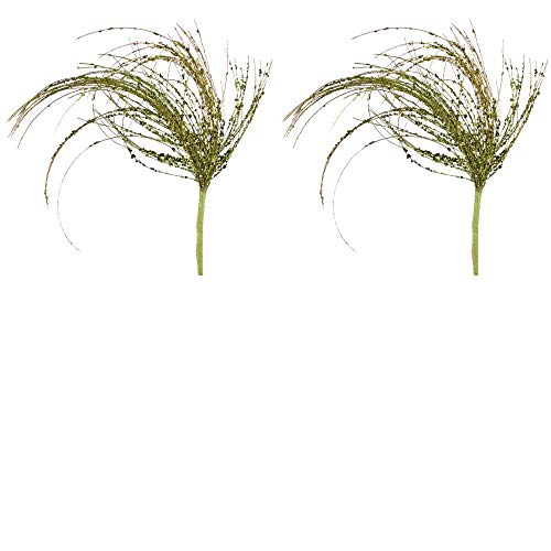 Factory Direct Craft Light Green Glitter Fountain Grass Sprays | 2 Sprays | For Indoor Decor
