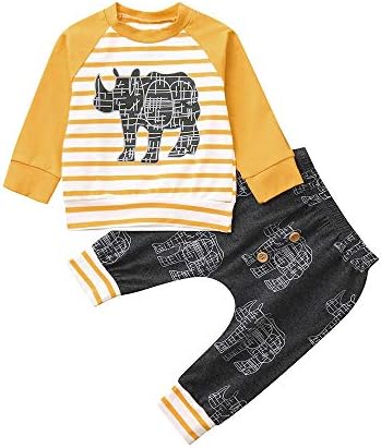 XoiuSyi,Toddler Baby Girl Long Sleeves Peculiar Print Stripe Top+Pants Outfit Kids Clothing Sets