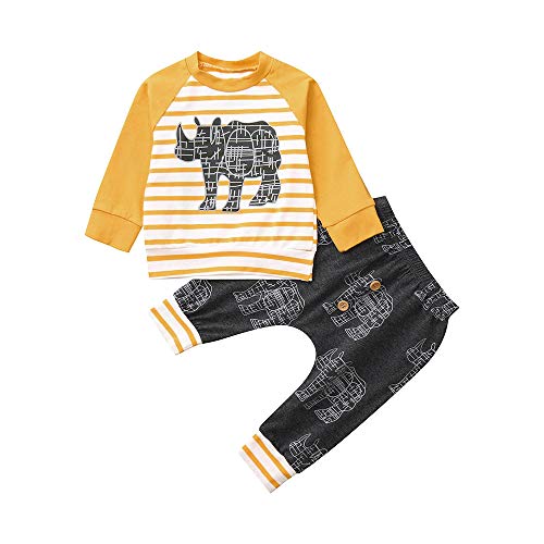 XoiuSyi,Toddler Baby Girl Long Sleeves Peculiar Print Stripe Top+Pants Outfit Kids Clothing Sets