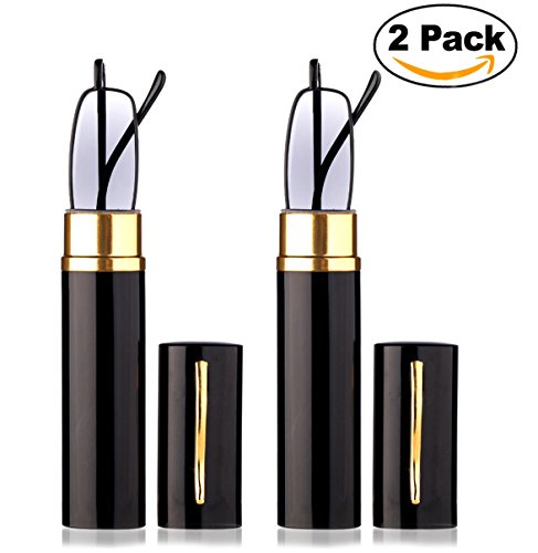 Newbee Fashion - Slim Compact Light Weight Spring Temple Reading Glasses Portable Aluminum Case Tube Sun Readers UV Protection (2 PACK)