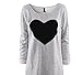 GBSELL Fashion Women Love Heart Printed Long Sleeved Round Neck T-Shirt