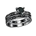 2PCS Black Gold Princess Cut CZ Wedding Engagement Band Bridal Rings Jewelry Set
