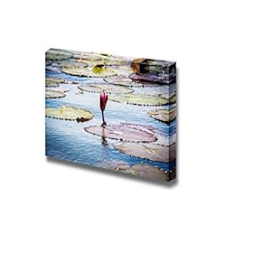 Beautiful Scenery Landscape Red Lotus in Swamp of Thailand Vintage Style - Canvas Art Wall Art - 12" x 18"