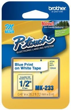 1/2" (12mm) Blue on White P-Touch M Tape for Brother Home & Hobby, Home and Hobby Label Maker