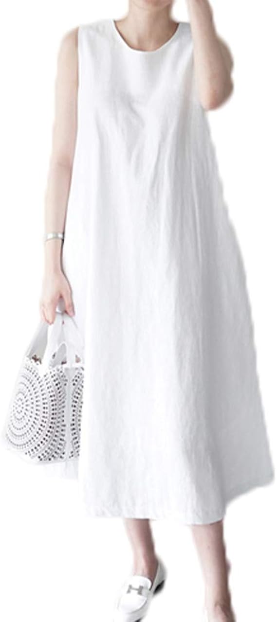Amazon Co Jp エイチユーエー レディース ワンピース リゾート ロング ノースリーブ 大きいサイズ 夏 カワイイ おおきいサイズ タイト セクシー 綿 リネン マキシ Aライン 上品 ロング丈 ユッタリ 春夏 お呼ばれ 夏服 キレイメ コットン カジュアル マキシ丈 夏用
