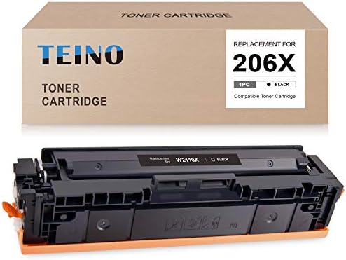 TEINO No Chip Compatible Toner Cartridge Replacement for HP 206X W2110X  206A W2110A use with HP Color Laserjet Pro M255dw MFP M282nw M283fdw  M283cdw Black 1-Pack Laser Printer Drums Toner - Indress