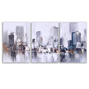 3 Plane Abstract City Oil Painting for Living...
