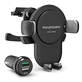 RAVPower Wireless Car Charger, Power Fast Charge Car Mount, Qi Wireless Car Charger for Air Vent, Car Phone Holder, Compatible with iPhone Xs Max XR X 8 7 Plus Galaxy S9 S8 Note 9 8 and More