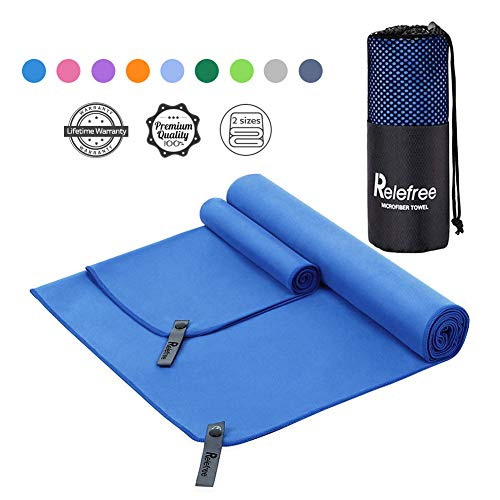 Relefree Microfibre Towel Quick Dry Towels Travel Towels Set of 2 Piece for Swimming Pool Camping Gym Sports Yoga and Pilates etc