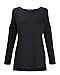 OUGES Women's Cutout Cold Shoulder Long Sleeve T-Shirt Tunic Top (Black,L)