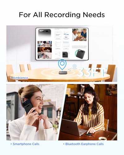 BOYA Notra AI Voice Recorder,3-Mode Capture -Ambient/Phone Call/Bluetooth, AI Transcription&Smart Summary, Support 140+ Languages, 64GB Storage, Magnetic Note Taker for Meetings,Lectures,Interviews