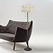 Serena D'italia Tiffany Style White Contemporary Floor Lamp, Diamond Pattern Stained Glass Lamp with Jewels, Standing Lamp, Double Pull Chain (White)
