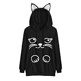 Girls Hoodie, Misaky Womens Cat Ear Blouse Sweatshirt Hooded Pullover Tops (S, Black)
