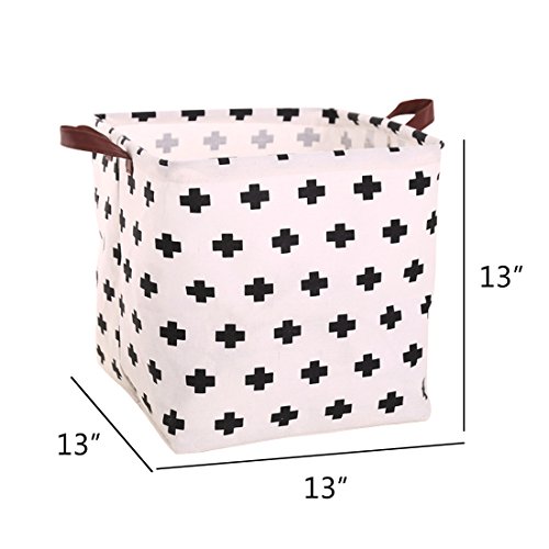 image for SAKUYV Square Canvas Toy Storage Bins Basket with Handle Collapsible T