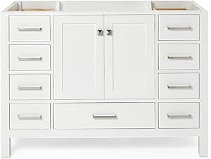 Amazon.com: ARIEL 48" inch White Bathroom Vanity Base Cabinet with ...