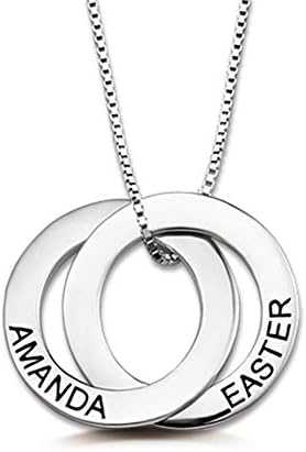 Qamra 925 Sterling Silver Personalized Russian Ring Name Necklace Custom Made with Any Names