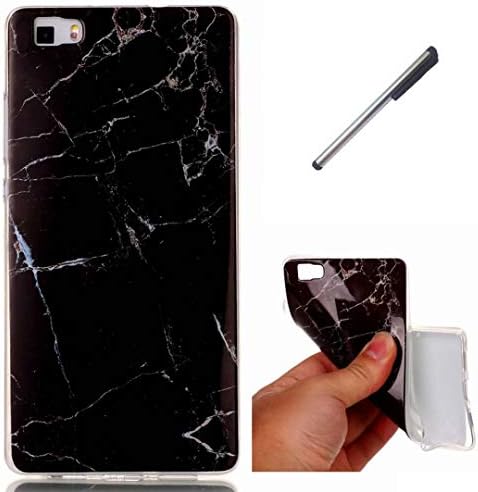 Huawei P8 lite marble case.DECHYI marble series case. Ultra - thin high - transparent soft silicone TPU cover – blacks