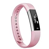 moreFit Fitness Tracker, Slim Touch Screen Activity Health Tracker Wearable Pedometer Smart Wristband, Silver/Blush