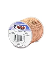 Pesca American Wire 0.020 inch diámetro alambre de cobre Rigging, 1 Pound, cobre