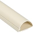 D-Line TV Wire Hider, Half Round Cord Cover for Wall Mount TV, Hinged One-Piece Raceway, Paintable, Self-Adhesive Cable Management - 2" (W) x 1" (H) x 18" Length - Beige