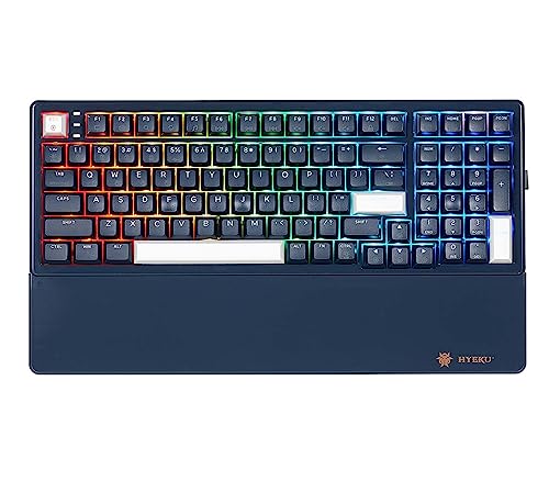 Hexgears E4 Pro Wireless Mechanical Keyboard, RGB Backlit Gaming Keyboard, Three-Mode, 2.4G Wireless/Bluetooth/Type-C Wired, Hot Swappable Red Switches, 99-Key Full Size Keyboard with Wrist Rest