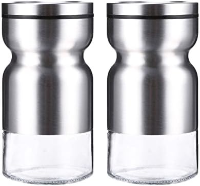 Classic Glass Sugar Shakers with Stainless Steel Lid, Professional Pepper Shakers, Salt Shakers, for Cooking, Barbecue, Baking, Set of 2