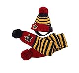 Winter Warm Baby Navy Stripe Wool Hat With Scarf Set