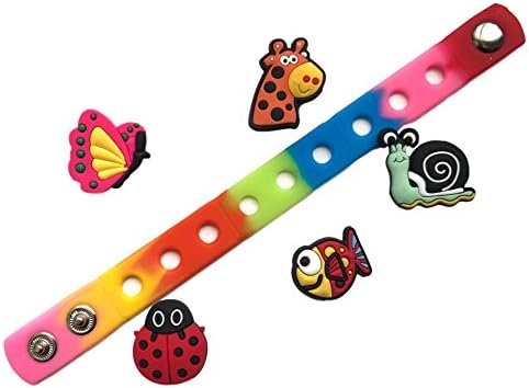 Cute Jibbitz Shoe Charms PVC Plug by Nenistore| Accessories for Crocs Shoes & Bracelet Wristband Party Gifts | Animals (5 pcs) FREE 01 Silicone Wristband 7 Inches