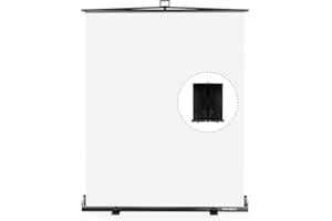 【Easy Set Up】 RAUBAY 152 x 210cm/59.8 x 82.7in Collapsible White Backdrop Screen Portable Retractable Panel Photo Background 