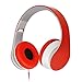 Intone I50 Mobile Stereo Headphones Headset with Microphone Earphones for Cellphone Smartphone Laptop Tablet Macbook Iphone headphones (Red)