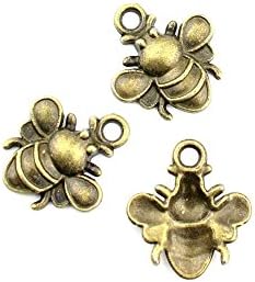 Price per 50 Pieces Jewelry Making Charms NZIK0 Bees Pendant Ancient Bronze Findings Craft Supplies Bulk Lots
