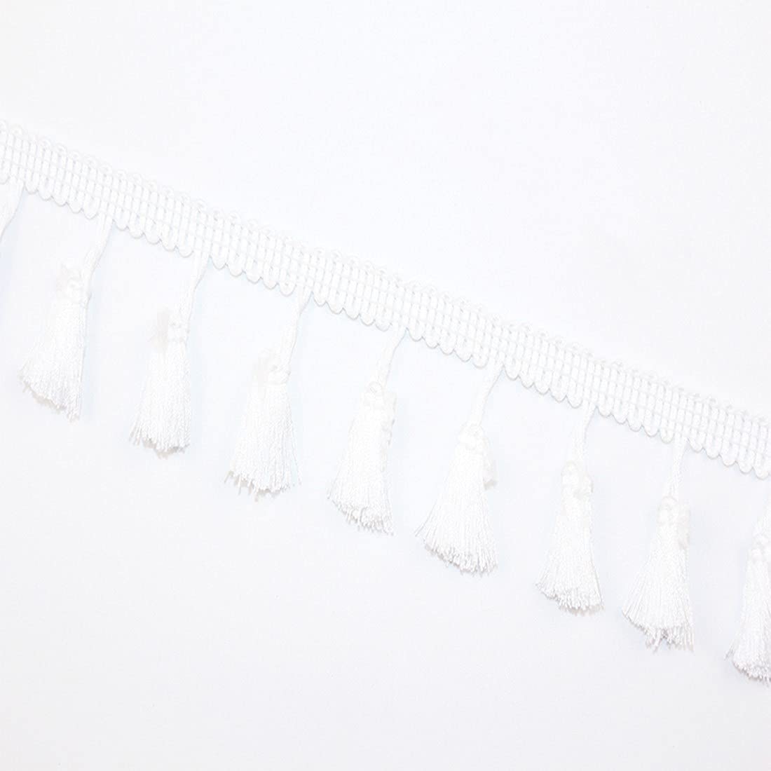 10m Vintage Fringe Tassel Trim Ribbon Tassels Lace Edge Ribbon Fringe Fabric Ribbon Embroidered Trimming, Curtains Clothes Handmade Sewing Accessories (White)