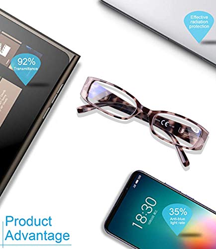 URLAUB 3 Pack Blue Light Blocking Reading Glasses, Anti Glare Computer Readers +1.25 for Women Men, Ladies Magnification Eyeglasses