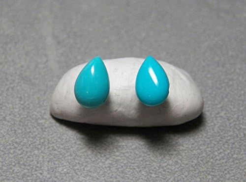 9x6mm Teardrop Sleeping Beauty Blue Turquoise and Sterling Silver Post Earrings