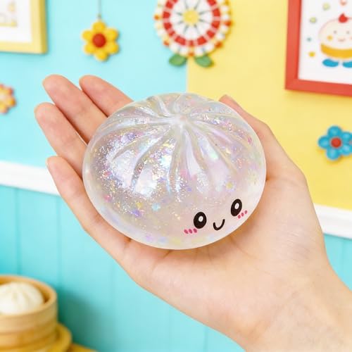 2026 New Glitter Dumpling Squishy Box, Stress Relief, Soft Squeeze Decompression Dough, Glitter Dumpling Squishy for Stress Relief