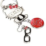Z122-B-2 Cute Adorable Red Style Hello Kitty Glasses Charms Keychain Key Ring