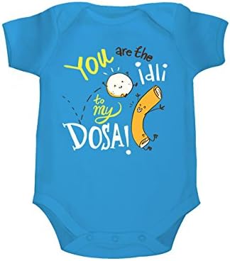 Zeezeezoo "Idli to my Dosa" Printed Unisex Organic Cotton Onesie , Light Blue