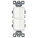 ENERLITES Double Paddle Rocker Decorator Switch, Ground Terminal, Clamp-Type Back Insert Wiring, Copper Wires Only, Single Pole, Residential/Commercial Grade, 15A 120-277VAC, 62834-W, White