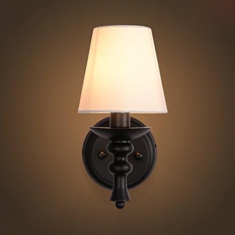 American Style Wall Lamp Bedroom Lamps E14 Reading Lighting Fabric Lampshade 90 260v Lighting Fixtures White