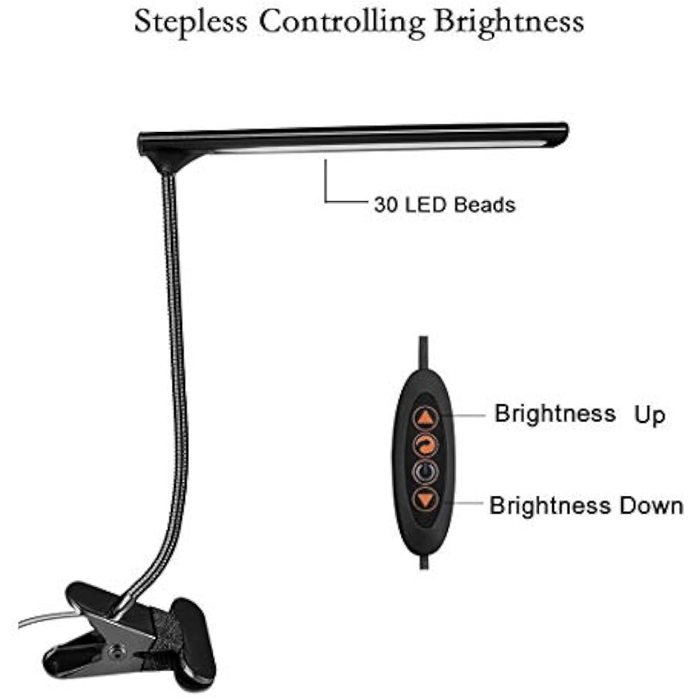 LED Clip On Desk Lamp, Bed Headboard Light With Clamp For Reading