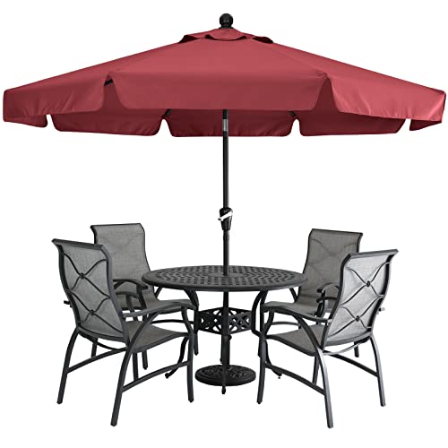 MasterCanopy 270 cm Sonnenschirm mit 8 Rippen, Kurbel & Volant, Burgund