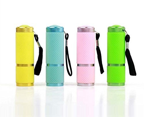 Adecco LLC 9 LED Glow in Dark Flashlights, 4 Pack Rubber Coated Flashlights with Straps, Portable Handy Lights for Camping, Hiking, Indoor, Assorted Colors