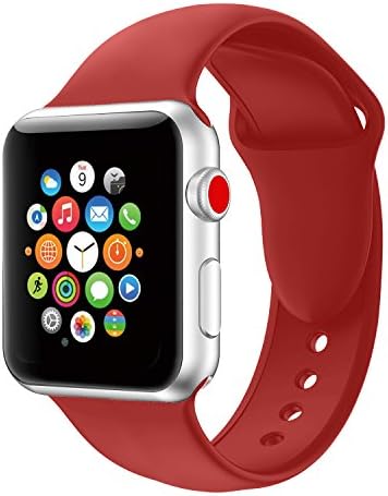 Youther For Apple Watch Bands, Soft Silicone Strap Replacement Wristbands for Apple Watch Sport Series 3 Series 2 Series 1 Red 38mm S/M